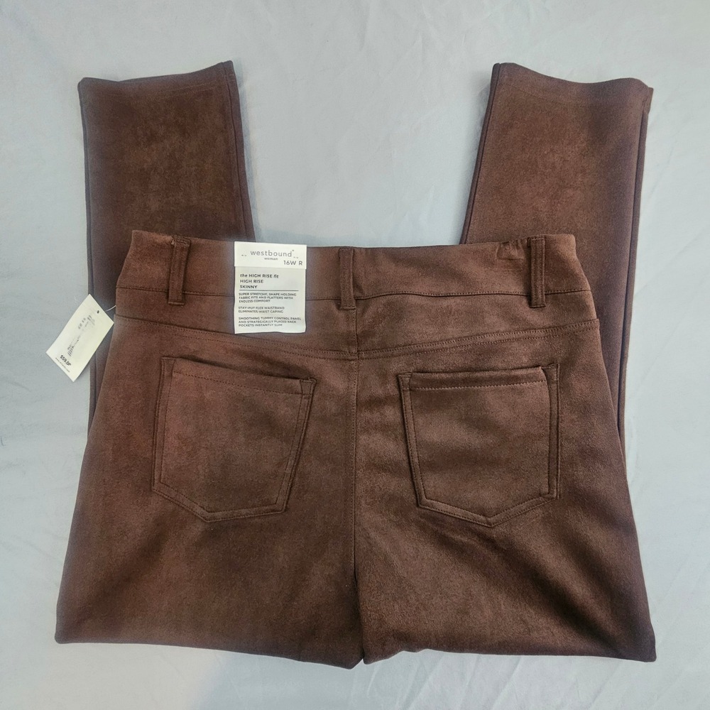Westbound Woman 16W High Rise Skinny Dk Brown Suede Feel Legging NWT L687 - Picture 7 of 10
